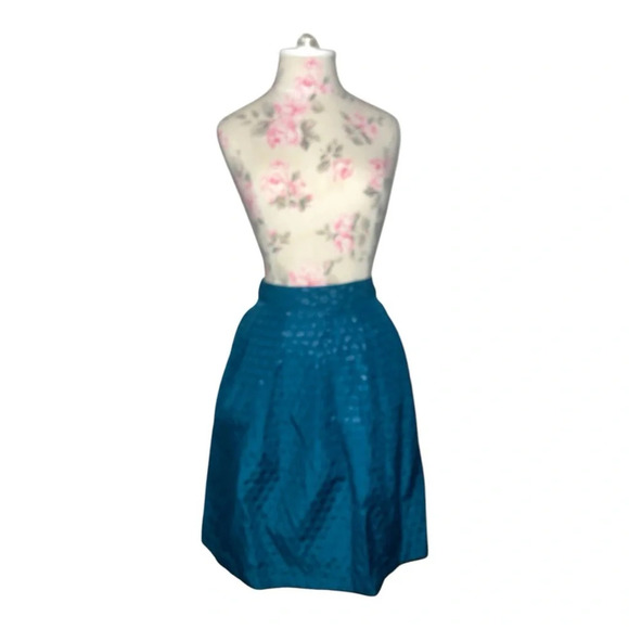 Elle Lady in Lace Teal Green Full Skirt with Pleats and Polka Dots Size 14 NWT - Picture 2 of 7